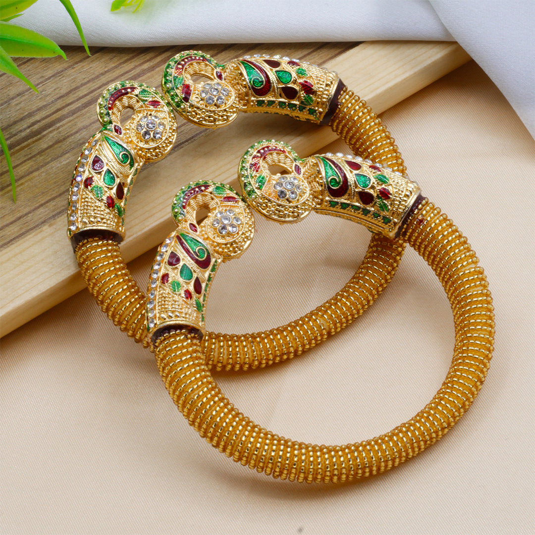 Saanidhyam Royal Gold Peacock Bangles (Set of 2)