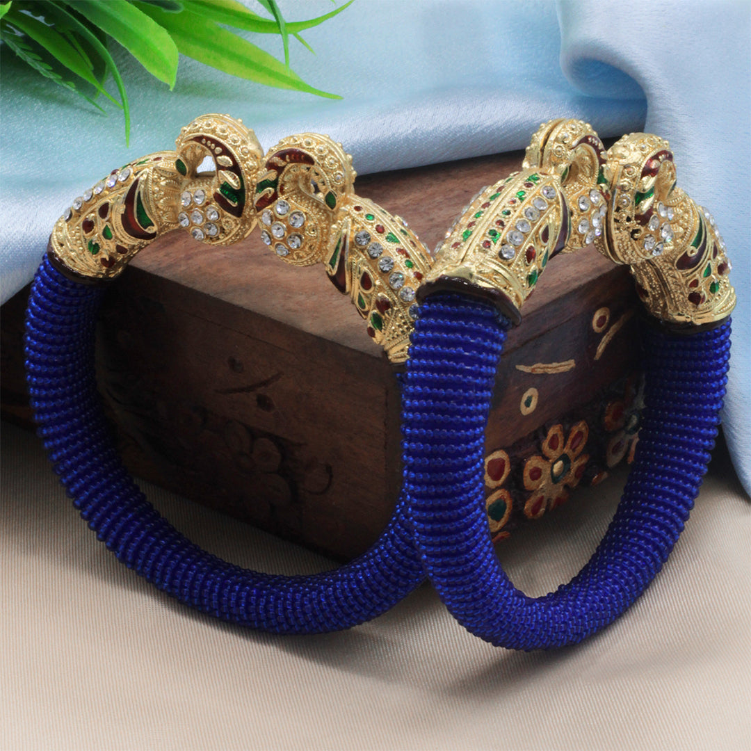 Saanidhyam Royal Blue Peacock Bangles (Set of 2)